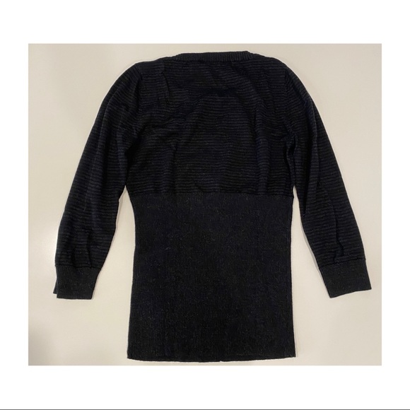 Cue 3/4 sleeve knit merino wool black striped - Picture 3 of 8